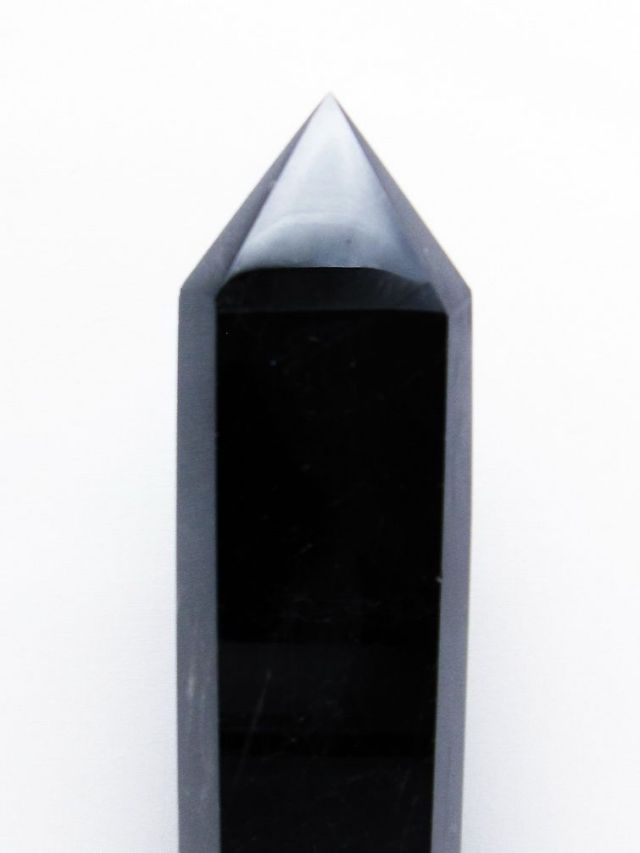 1.6Kgモリオン 純天然 黒水晶 六角柱[T43-7916]