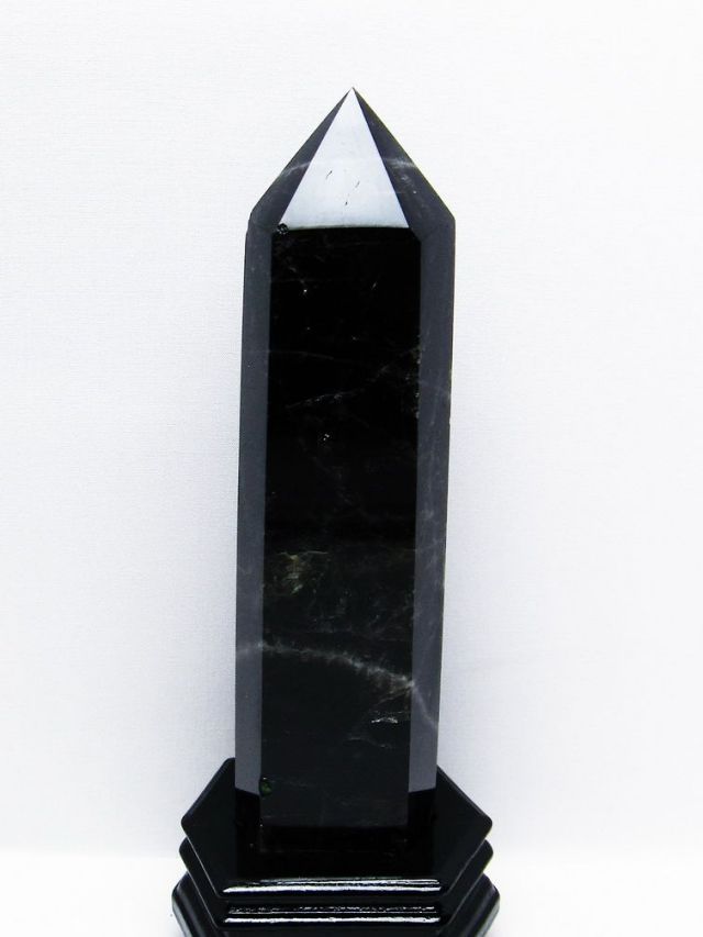 1.1Kgモリオン 純天然 黒水晶 六角柱[T43-7934]