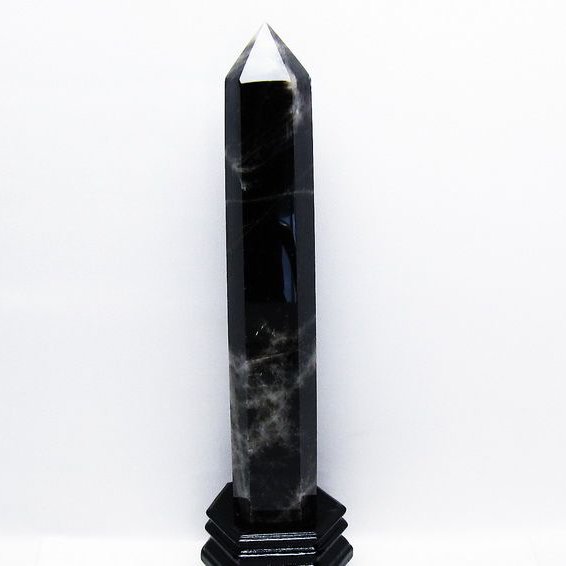 1.2Kgモリオン 純天然 黒水晶 六角柱[T43-7945]