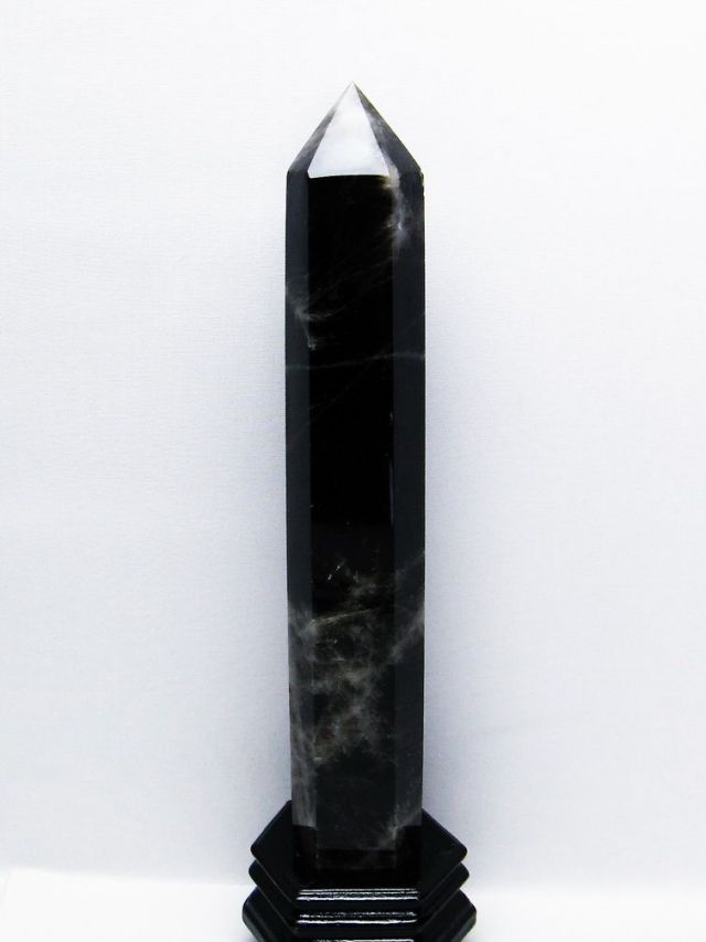 1.2Kgモリオン 純天然 黒水晶 六角柱[T43-7945]