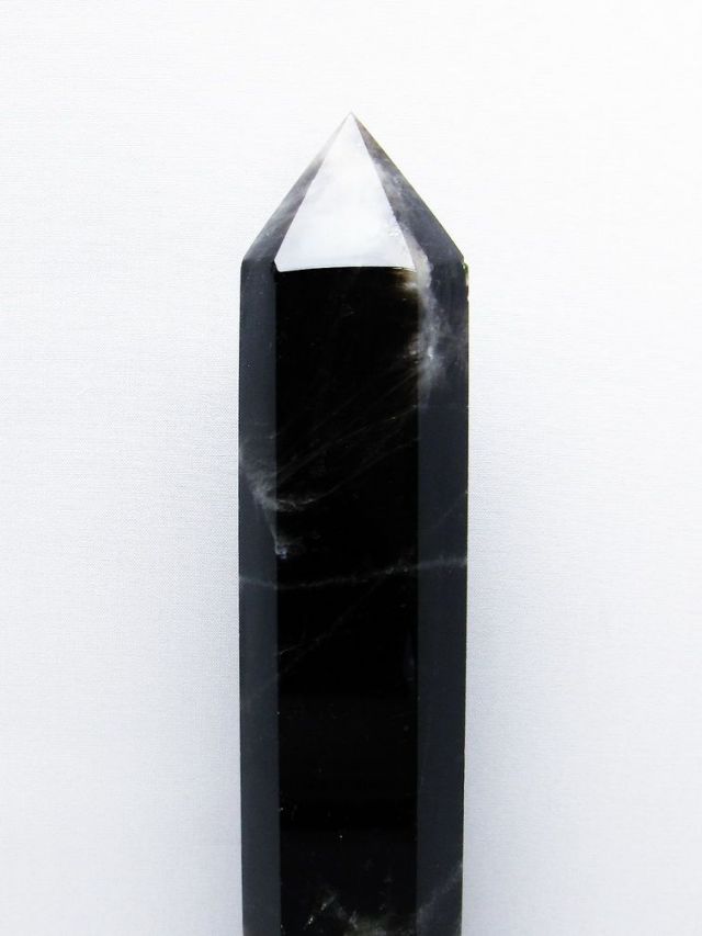 1.2Kgモリオン 純天然 黒水晶 六角柱[T43-7945]