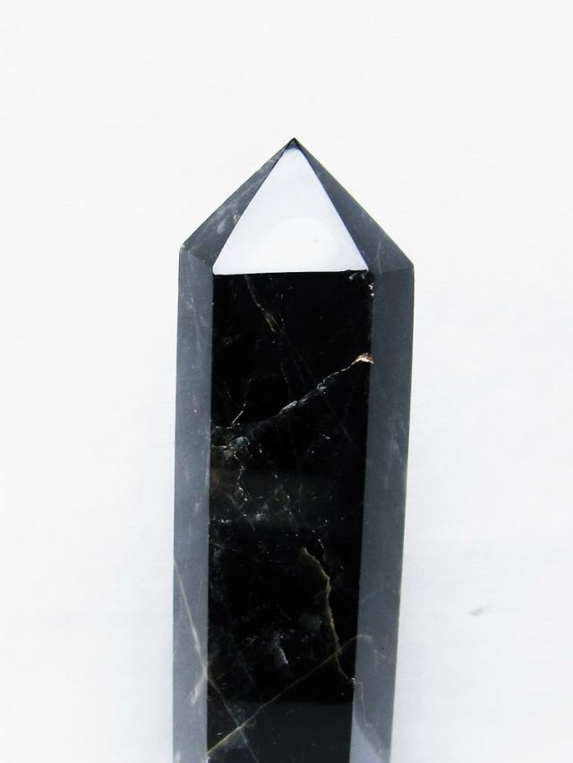 モリオン 純天然 黒水晶 六角柱[T43-8190]