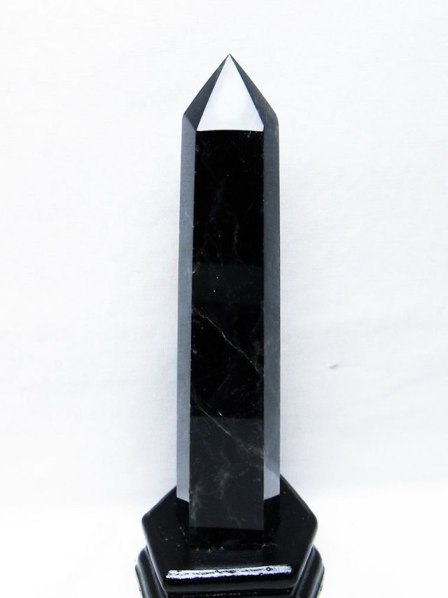 パワーストーン 天然石 モリオン 純天然 黒水晶 六角柱[T43-8193]