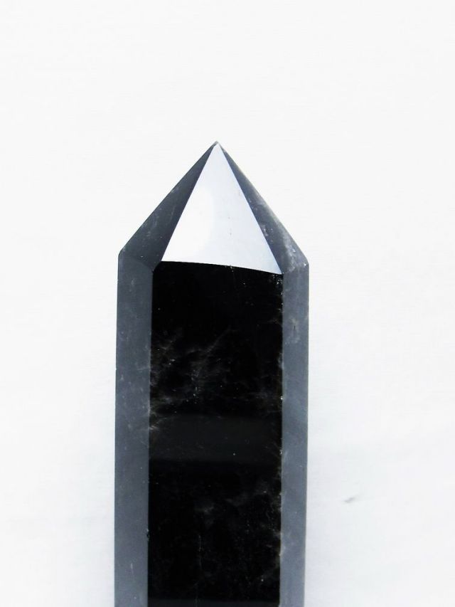 モリオン 純天然 黒水晶 六角柱[T43-8196]