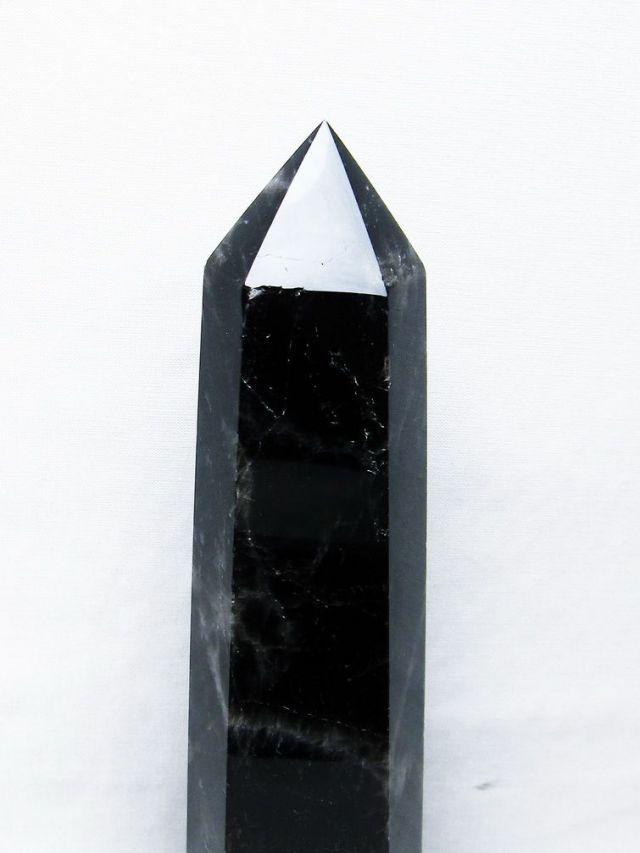 モリオン 純天然 黒水晶 六角柱[T43-8199]