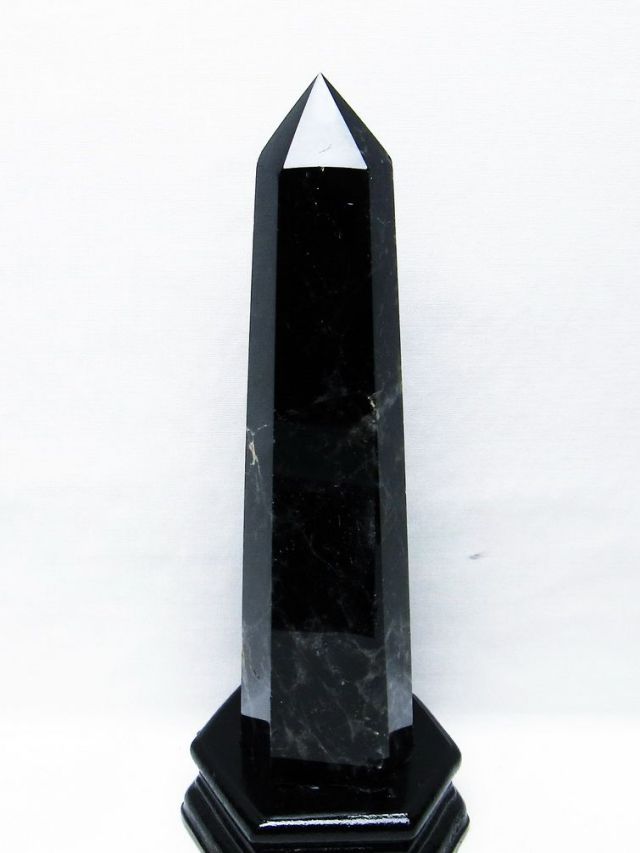 モリオン 純天然 黒水晶 六角柱[T43-8207]