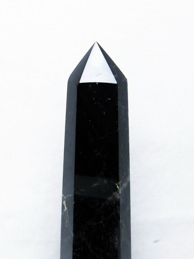 モリオン 純天然 黒水晶 六角柱[T43-8207]