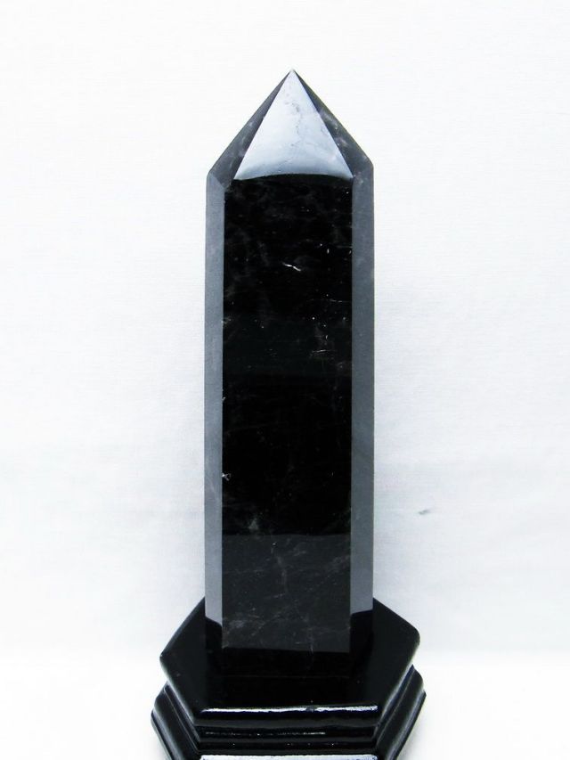 1.1Kgモリオン 純天然 黒水晶 六角柱[T43-8201]