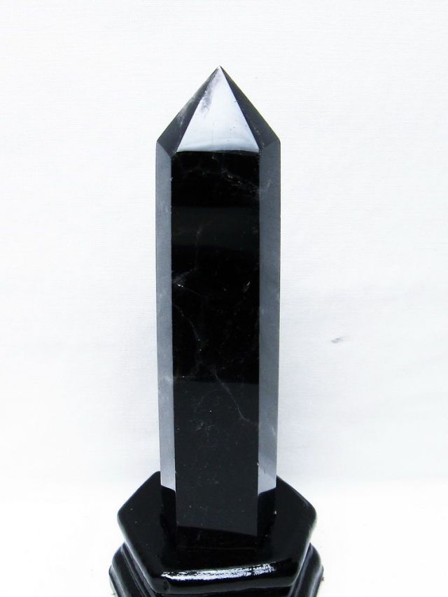 モリオン 純天然 黒水晶 六角柱[T43-8214]