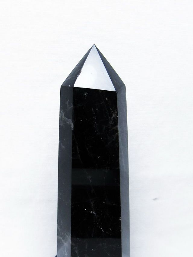 モリオン 純天然 黒水晶 六角柱[T43-8219]