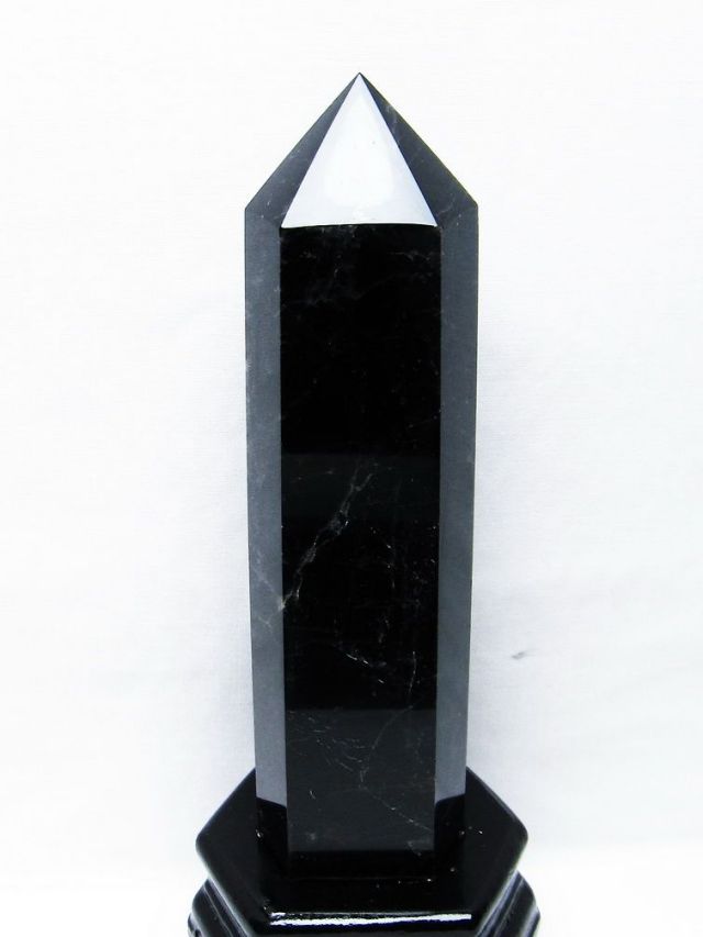 モリオン 純天然 黒水晶 六角柱[T43-8223]