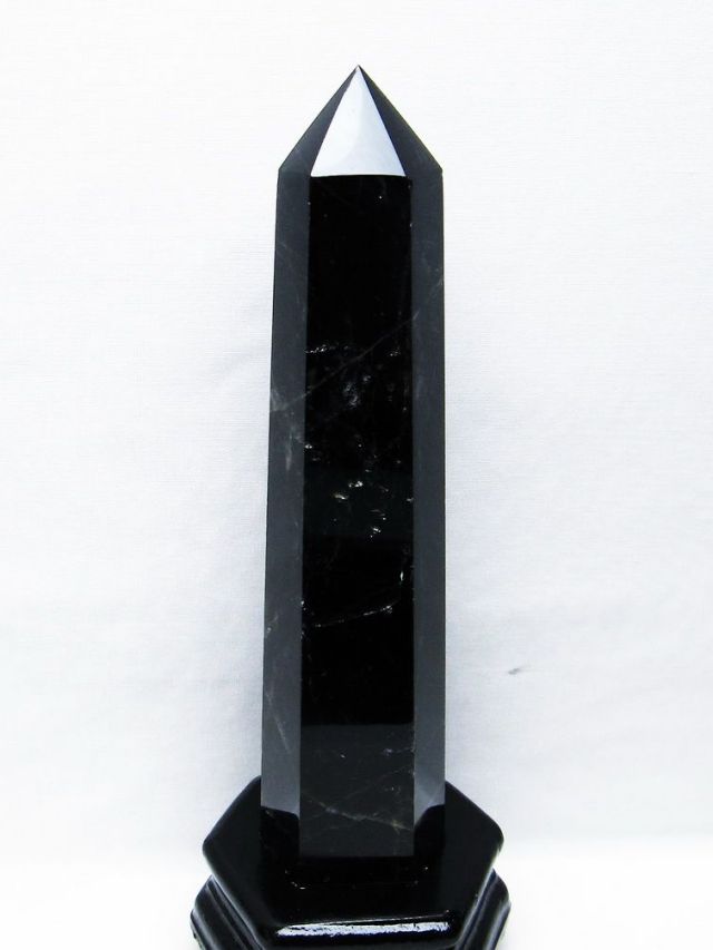 モリオン 純天然 黒水晶 六角柱[T43-8224]