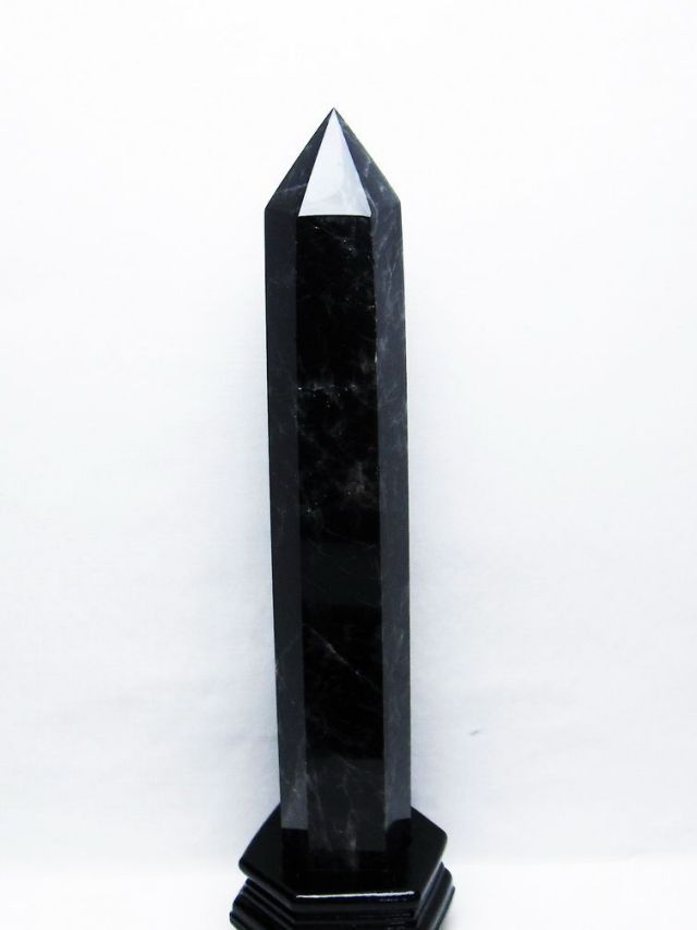 1.8Kgモリオン 純天然 黒水晶 六角柱[T43-8285]