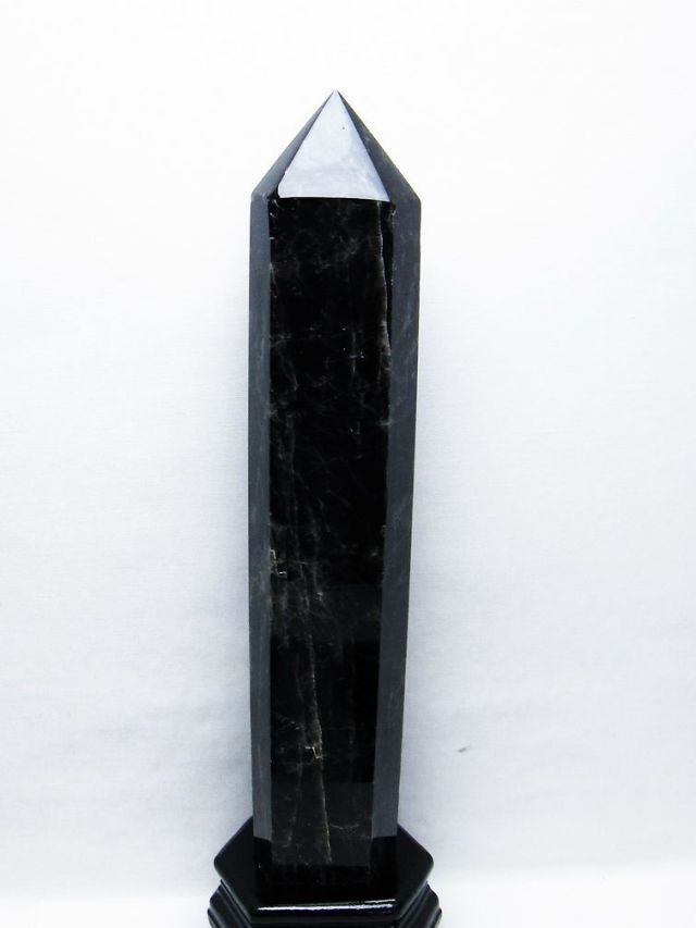 2.5Kgモリオン 純天然 黒水晶 六角柱[T43-8296]