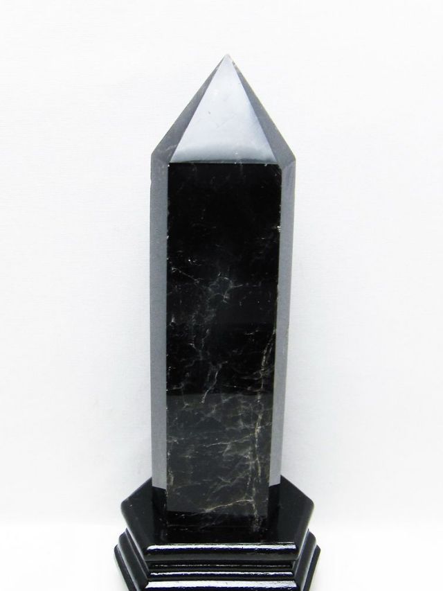 1.3Kgモリオン 純天然 黒水晶 六角柱 [t43-8650]