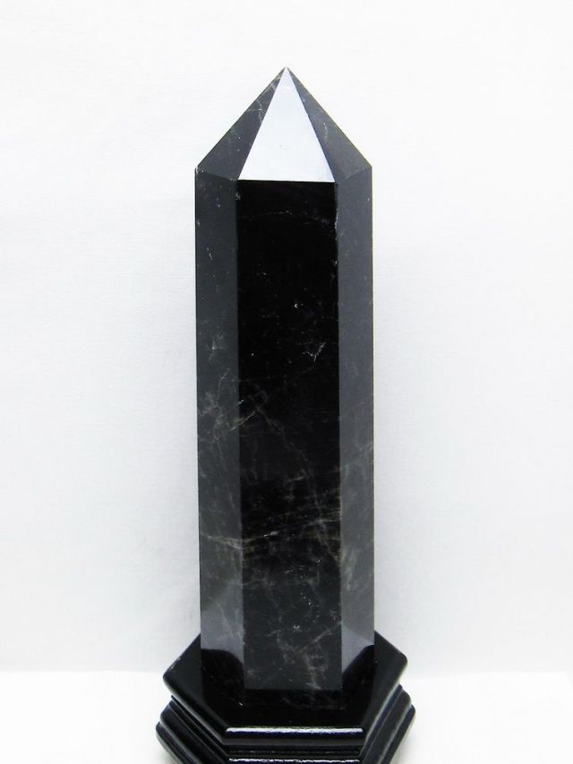 2.2Kgモリオン 純天然 黒水晶 六角柱 [t43-8674]