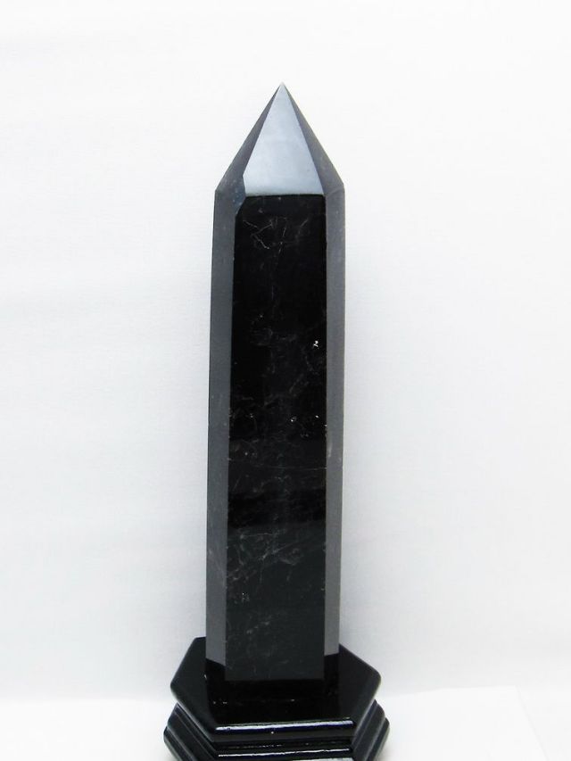 1.8Kgモリオン 純天然 黒水晶 六角柱 [t43-8683]