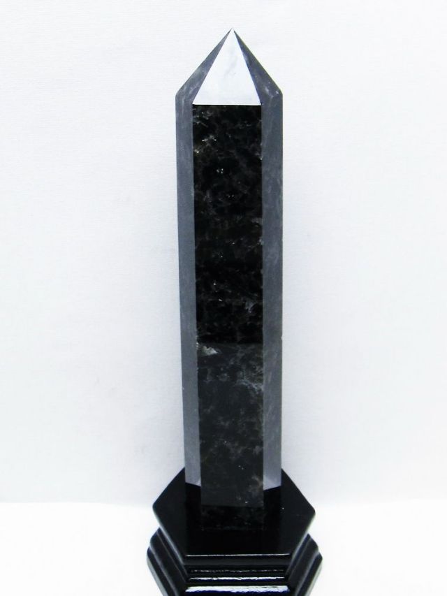 モリオン 純天然 黒水晶 六角柱 [t43-8788]