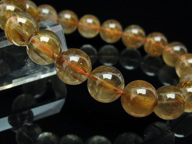 ゴールドタイチンルチルブレスレット 10mm [T473-4306]