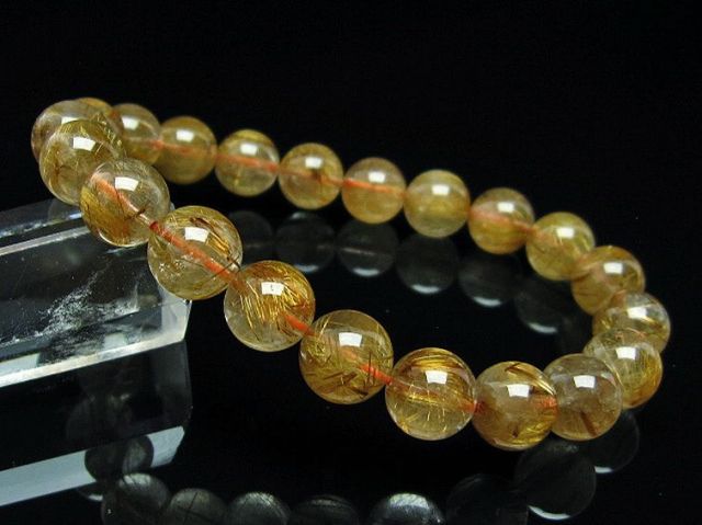 ゴールドルチル　9mm　天然石　ブレスレット ルチルクォーツ9mm玉 ブレスレット｜天然石 通販キラリ石