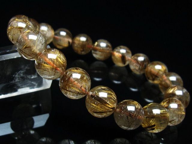あり様おまとめ　25.28 タイチンルチル 2点 11mm 天然石 ブレスレット ゴールドタイチンルチル ブレスレット 16.4㎜ XA | 天然石