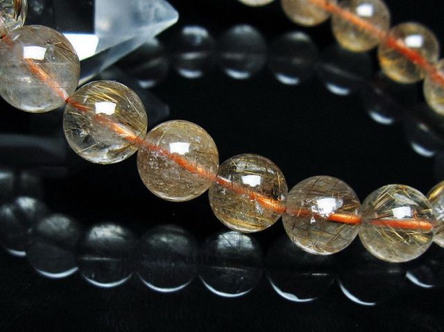 【天然石】高品質 タイチンルチル ブレスレット 9.6ミリ玉 パワーストーン 天然石 ゴールドタイチンルチルブレスレット 9mm