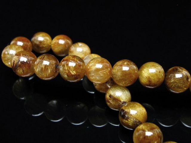ゴールドタイチンルチルブレスレット 8mm [t473-5039]