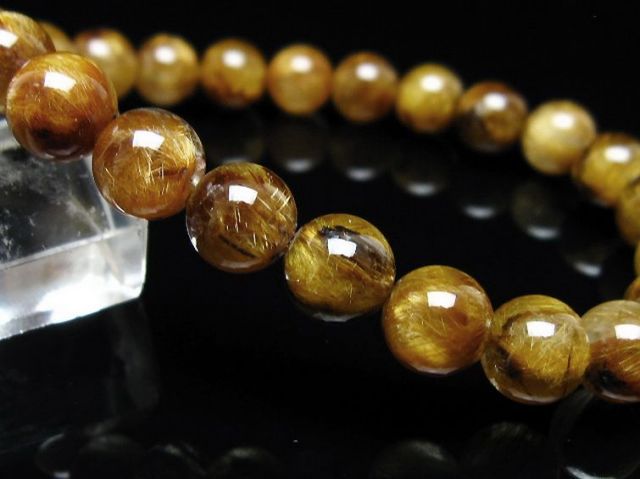 ゴールドタイチンルチルブレスレット 8mm [t473-5039]