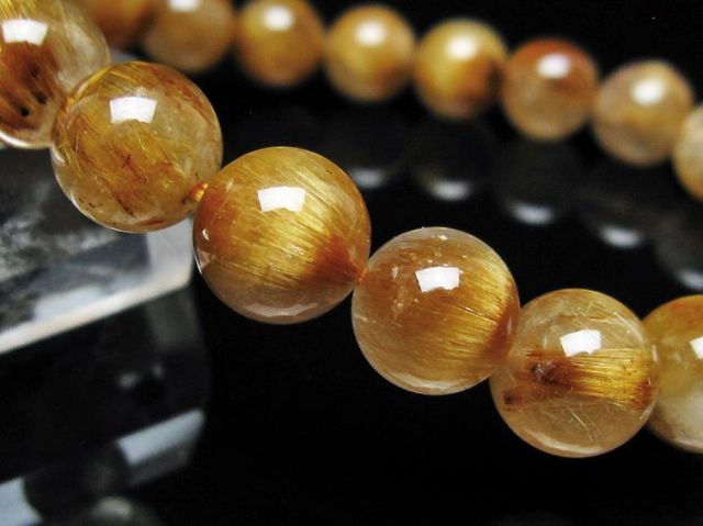 ゴールドタイチンルチルブレスレット 10mm [t473-5068]
