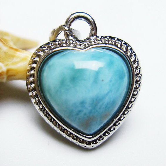 ラリマーハートペンダント[T495-3870]