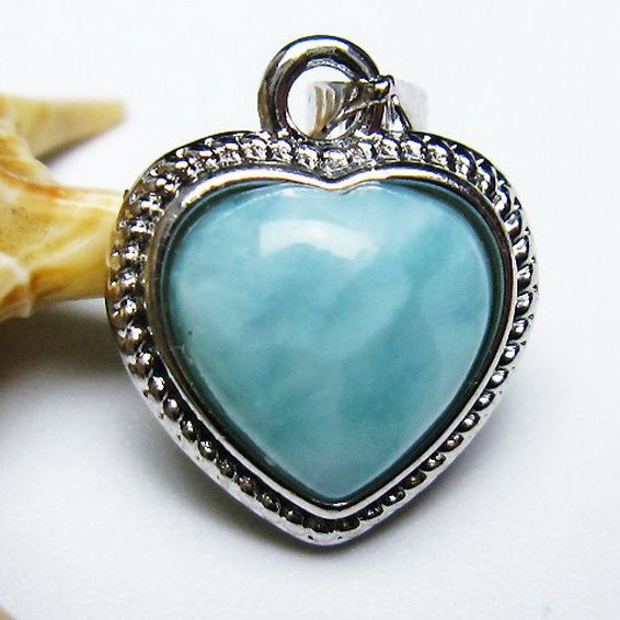 ラリマーハートペンダント[T495-3885]