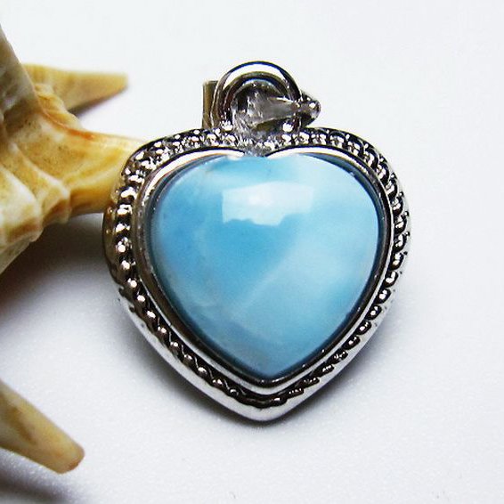 ラリマーハートペンダント[T495-3931]