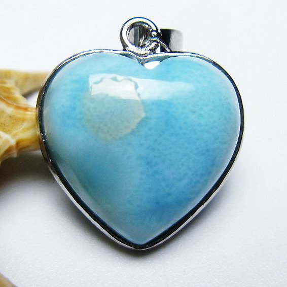 ラリマーハートペンダント[T495-4002]