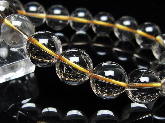 金針ルチル水晶ブレスレット 12mm [t5-21924]