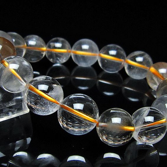 金針ルチル水晶ブレスレット 13mm [t5-21942]