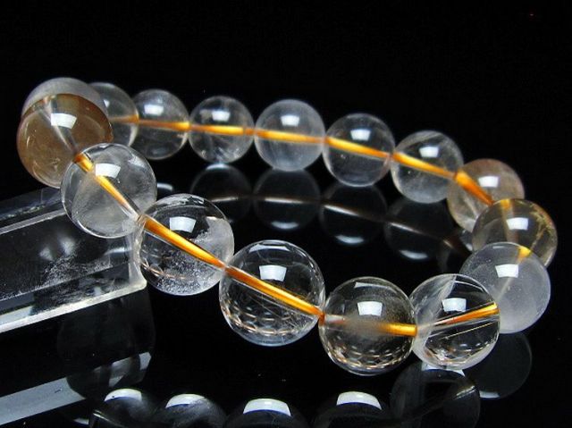 金針ルチル水晶ブレスレット 13mm [t5-21942]