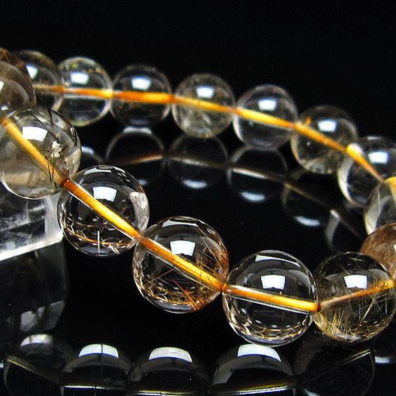 金針ルチル水晶ブレスレット 13mm [t5-21953]