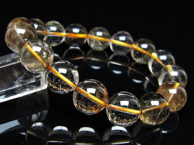 金針ルチル水晶ブレスレット 13mm [t5-21953]