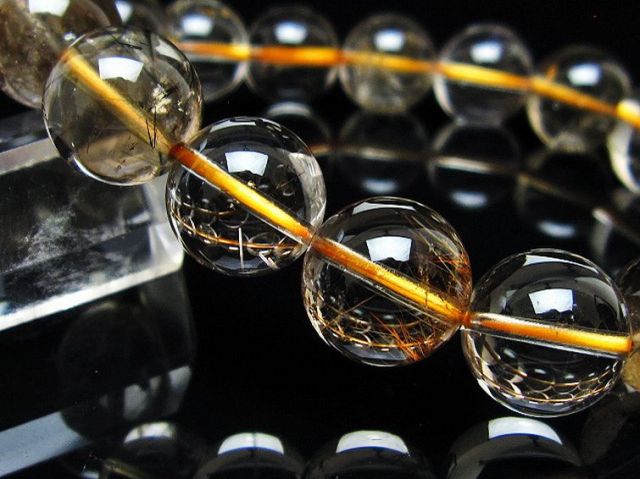 金針ルチル水晶ブレスレット 13mm [t5-21953]