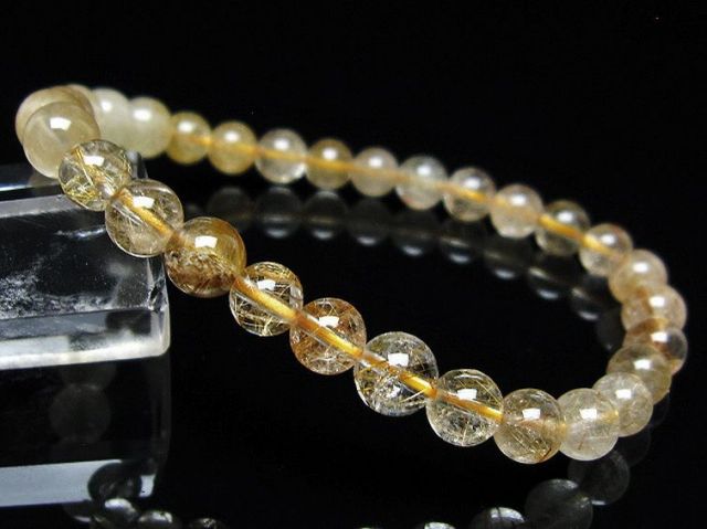 金針ルチル水晶ブレスレット 6mm [t5-21965]
