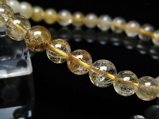 金針ルチル水晶ブレスレット 6mm [t5-21965]