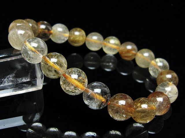 金針ルチル水晶ブレスレット 10mm [t5-21968]