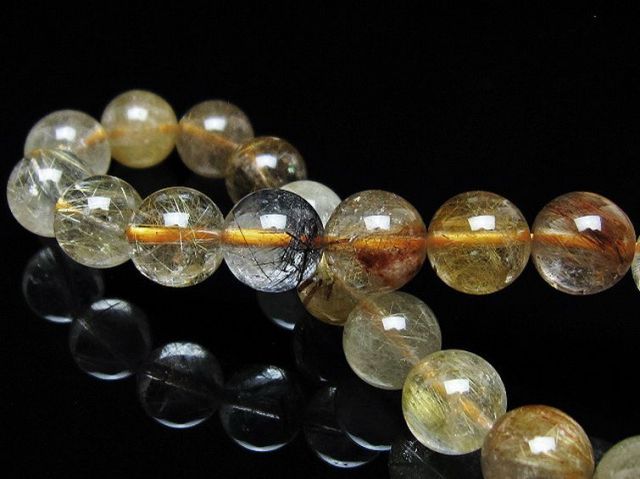 金針ルチル水晶ブレスレット 10mm [t5-21968]