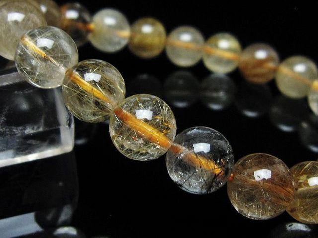 金針ルチル水晶ブレスレット 10mm [t5-21968]