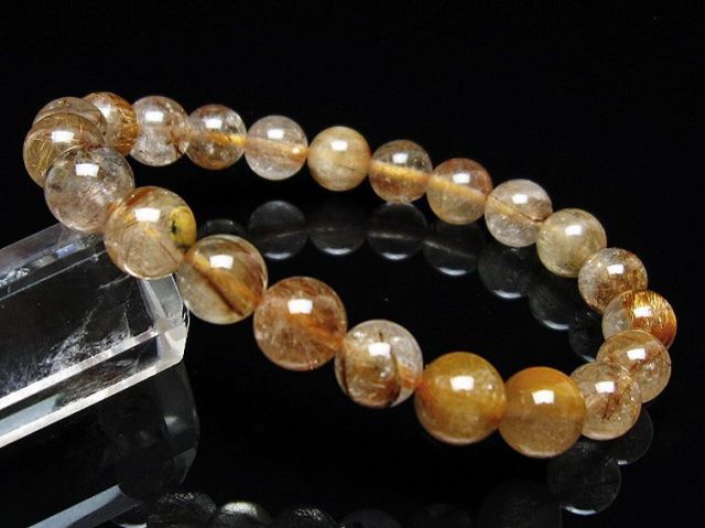 金針ルチル水晶ブレスレット 8mm [t5-21975]