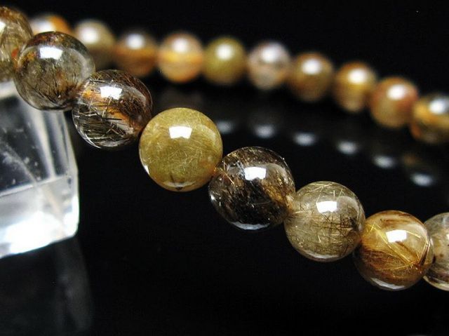 金針ルチル水晶ブレスレット 6mm [t5-22009]