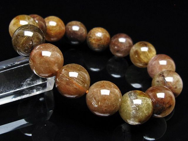 金針ルチル水晶ブレスレット 14mm [t5-22122]