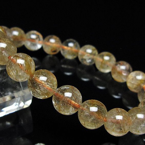 金針ルチル水晶ブレスレット 9mm [t50-10563]