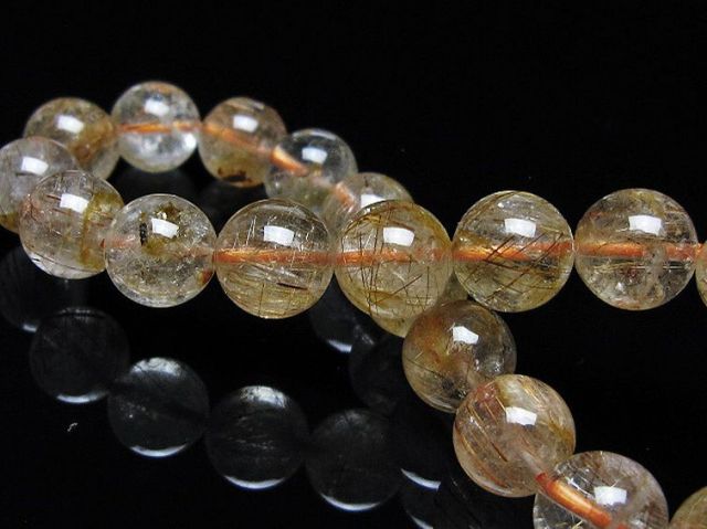 金針ルチル水晶ブレスレット 9mm [t50-10563]