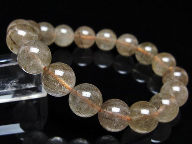 金針ルチル水晶ブレスレット 12mm [t50-10594]